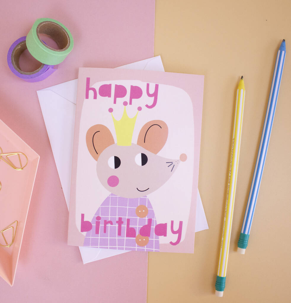 Happy Birthday Princess Mouse Card, 1 of 5