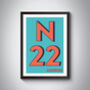 N22 Wood Green London Postcode Typography Print, thumbnail 3 of 10