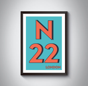 N22 Wood Green London Postcode Typography Print, 3 of 10