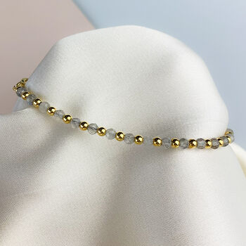 Gold Colour Sterling Silver And Crystal Beaded Bracelet, 4 of 5