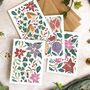 Set Of Eight Botanical Block Print Christmas Cards, thumbnail 1 of 8
