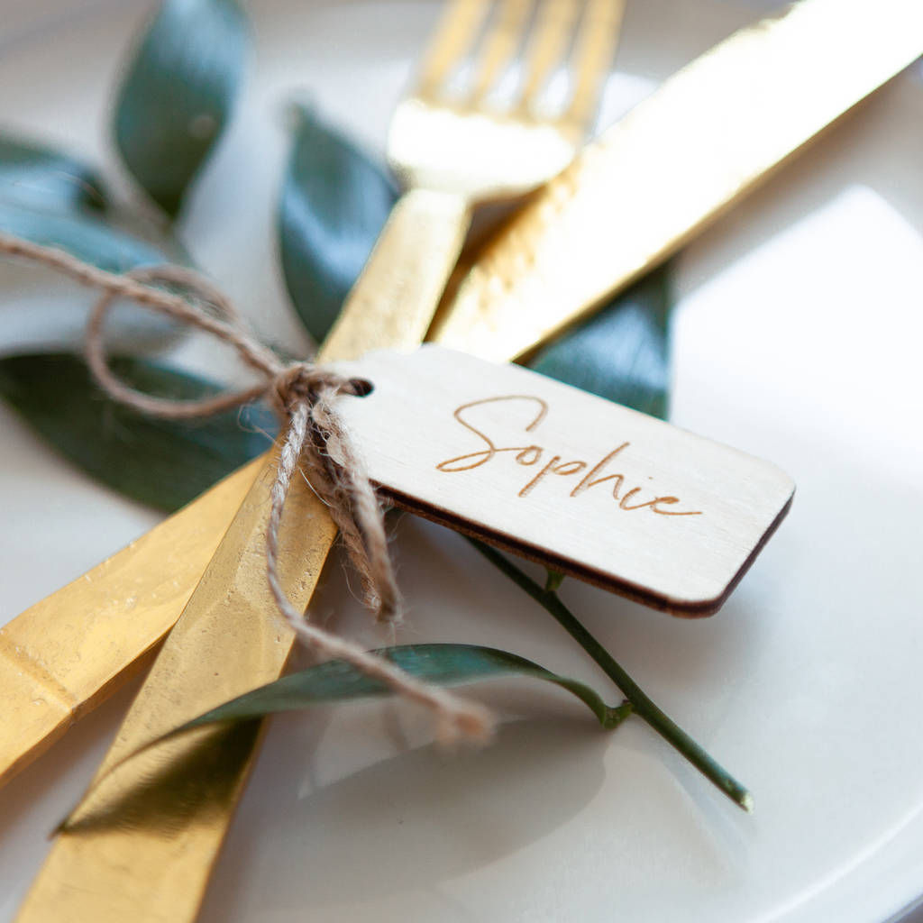 Personalised Wooden Luggage Tag Place Setting, 1 of 3