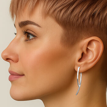 Curved Sterling Silver Two Way Ear Jacket Earrings, 2 of 5