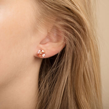 Rose Gold Plated Crystal Stud Earrings, 2 of 2