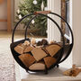 Wooden Handled Black Round Log Holder, thumbnail 1 of 6
