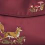 Fox And Mushroom Embroidered Burgundy Satin Tote, thumbnail 7 of 7