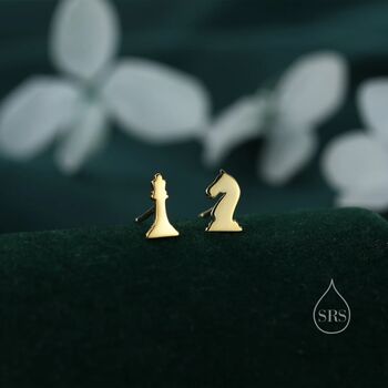 Tiny Chess Piece Stud Earrings In Sterling Silver, 3 of 11