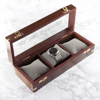 Personalised Luxury Three Piece Wooden Watch Box, 4 of 4
