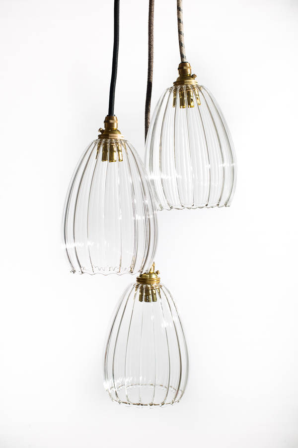 Molly Ribbed Glass Handblown Pendant Cluster Light By Glow Lighting