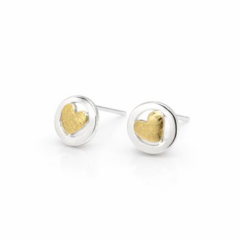 Sterling Silver And Gold Heart Stud Earrings – 8mm, 7 of 8