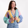 Rainbow Chunky Cardigan Easy Knitting Kit, thumbnail 1 of 11