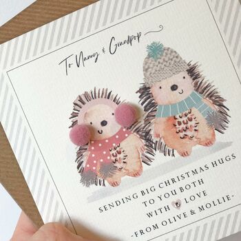 Personalised Hedgehog Couple Christmas Card, 2 of 2