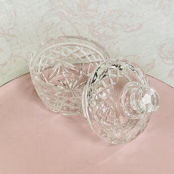Antique Crystal Cut Glass Lidded Jam / Preserve Pot ~ Two, 3 of 10