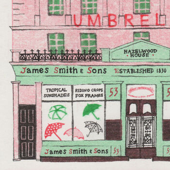 James Smith And Son Umbrella Shop Risograph Print, 3 of 3