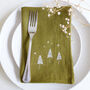 Embroidered Trees And Stars Linen Napkins, thumbnail 2 of 5