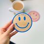Personalised Smiley Face Wooden Coaster, thumbnail 4 of 6