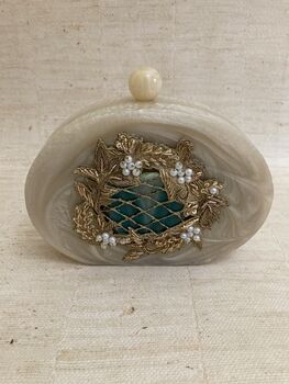 Ivory Hand Poured Luxury Oval Resin Clutch, 5 of 5