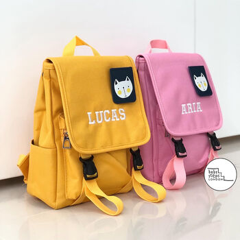 Yellow Personalised Embroidered Kids Mini Dog Backpack, 2 of 10