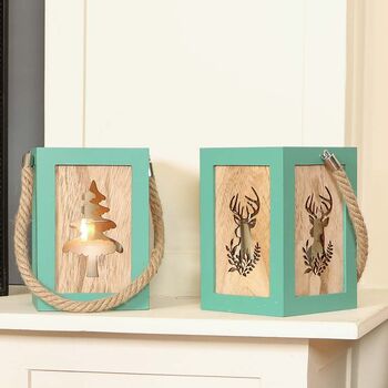 Peppermint Wooden Candle Lantern, 3 of 8