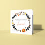 Bats And Bones Halloween Wreath Card, thumbnail 1 of 2