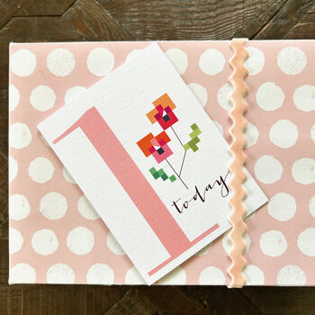 Mini Cross Stitch 1st Birthday Card, 3 of 4