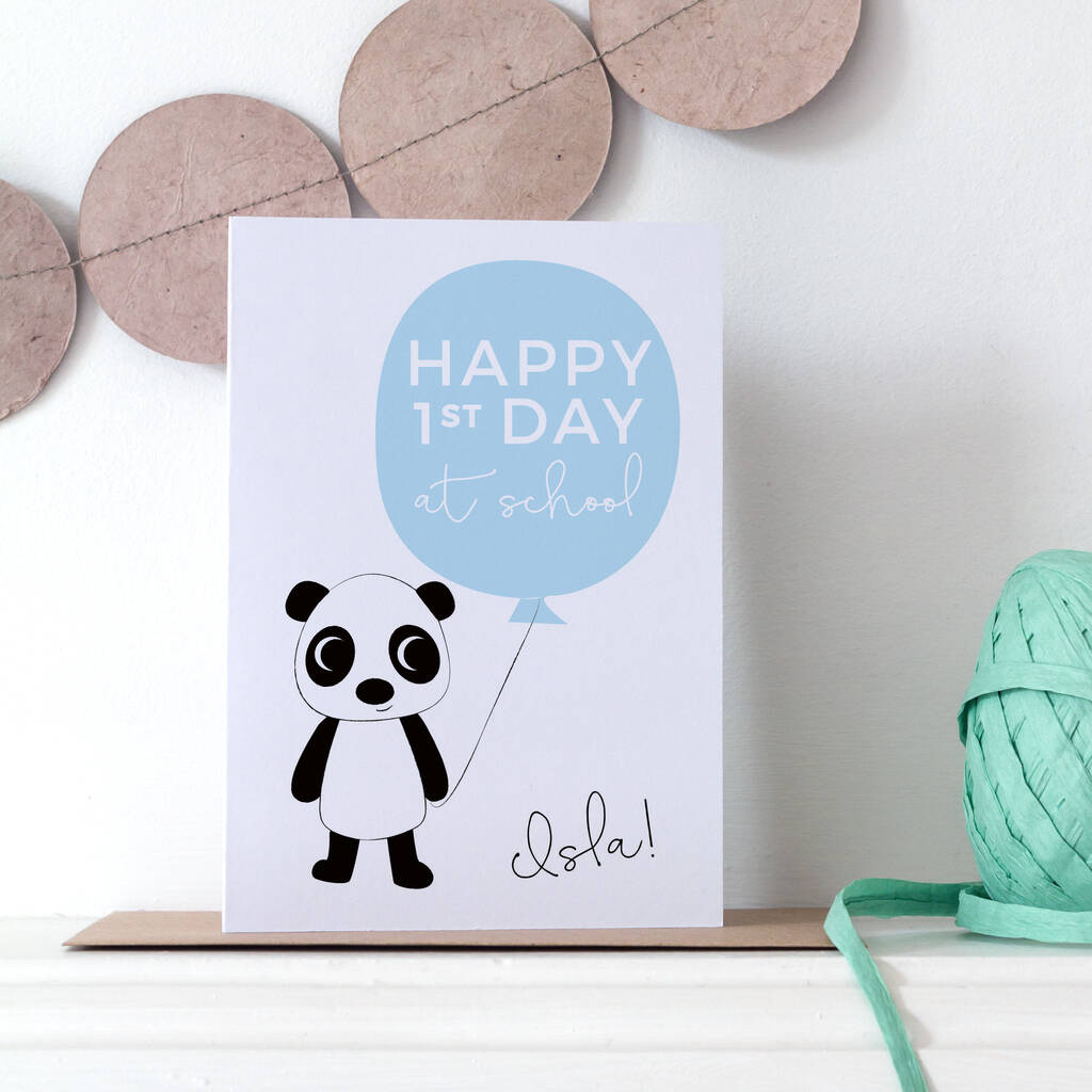 Personalised First Day At School Card With Panda, 1 of 4
