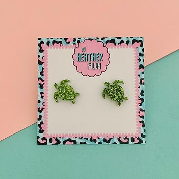 Turtle Glitter Studs, 5 of 5