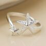 Sterling Silver Starfish Adjustable Open Band Ring, thumbnail 3 of 6