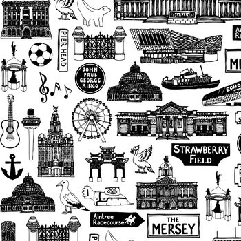 Liverpool Illustrated Black And White Print, 5 of 7