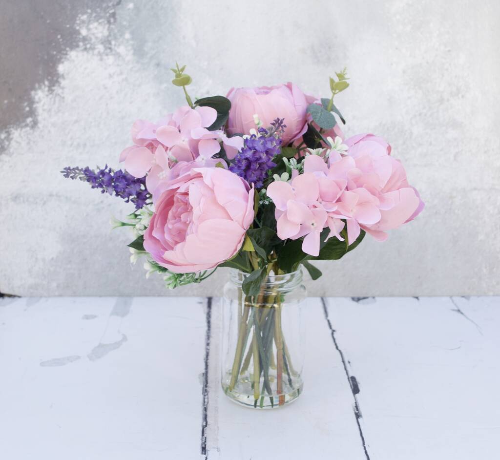 Peony Bouquet With Lavender Artificial, 1 of 10