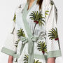 Palm Tree Print Cotton Dressing Gown Kimono, thumbnail 3 of 9