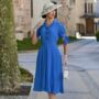 Iris Dress In Palace Blue Vintage 1940s Style, thumbnail 3 of 3