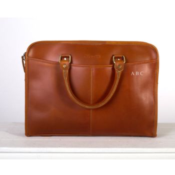 Personalised Leather Laptop Briefcase Satchel ‘Loxley', 8 of 10