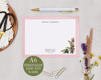 Pink Floral Personalised Address Note Cards A6 Notecard Set, 3 of 6