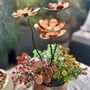 Set Of Three Mini Copper Dahlia Garden Planter Stakes, thumbnail 5 of 9