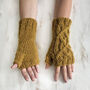 Fair Trade Cable Knit Wool Lined Wristwarmer Gloves, thumbnail 10 of 12