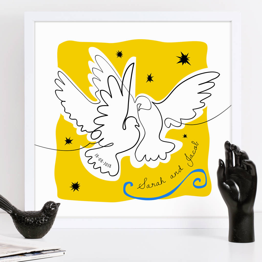 Personalised Matisse Doves Cut Out Drawing, 1 of 6