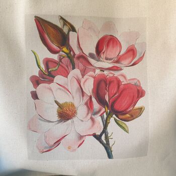 Magnolia Print Cotton Tote Bag, 4 of 6