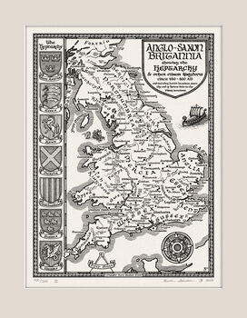 Anglo Saxon Britain Map Hand Drawn Fine Art Print, 11 of 12