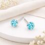 Sterling Silver Aquamarine Micro Stud Earrings – 3mm, thumbnail 1 of 5