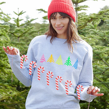 Multi Neon Christmas Trees Jumper Sweatshirt, 2 of 9