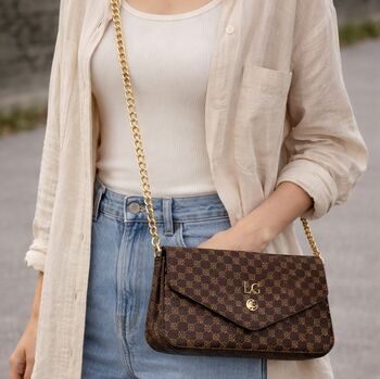 Personalised Louisa Pattern Chain Shoulder Cross Bag, 2 of 2