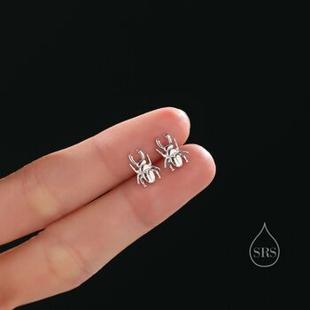 Tiny Stag Beetle Stud Earrings In Sterling Silver, 6 of 10