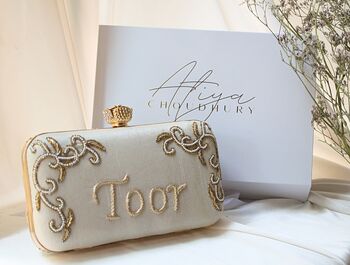 Ivory Personalised Rose Lock Clutch, 2 of 2
