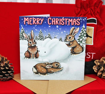 Eight Rabbit Christmas Cards With Charity Donation, 4 of 6