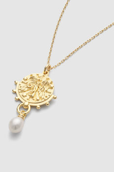 14 K Gold Goddess Pearl Pendant Necklace, 2 of 6