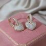 Monaco D’or Gold Pavé Love Heart Gala Charm Drop Earrings, thumbnail 2 of 3