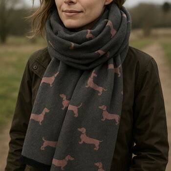 Sausage Dog Print Winter Scarf, 4 of 6