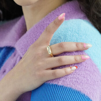 Glitter Wiggle Signet Ring, 2 of 10
