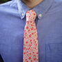 Mens Peach And Pink Ditzy Floral Slim Tie, thumbnail 1 of 8
